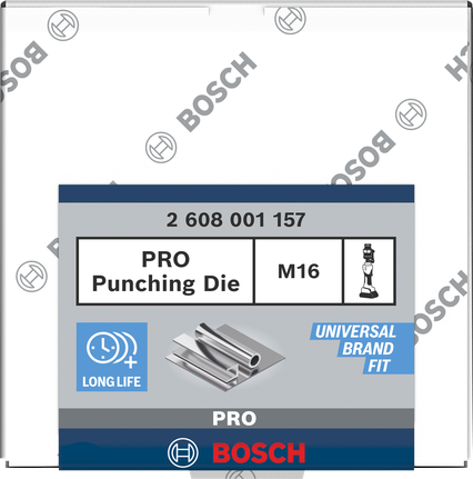 Matriz de punzonado Bosch PRO M16 de acero inoxidable.